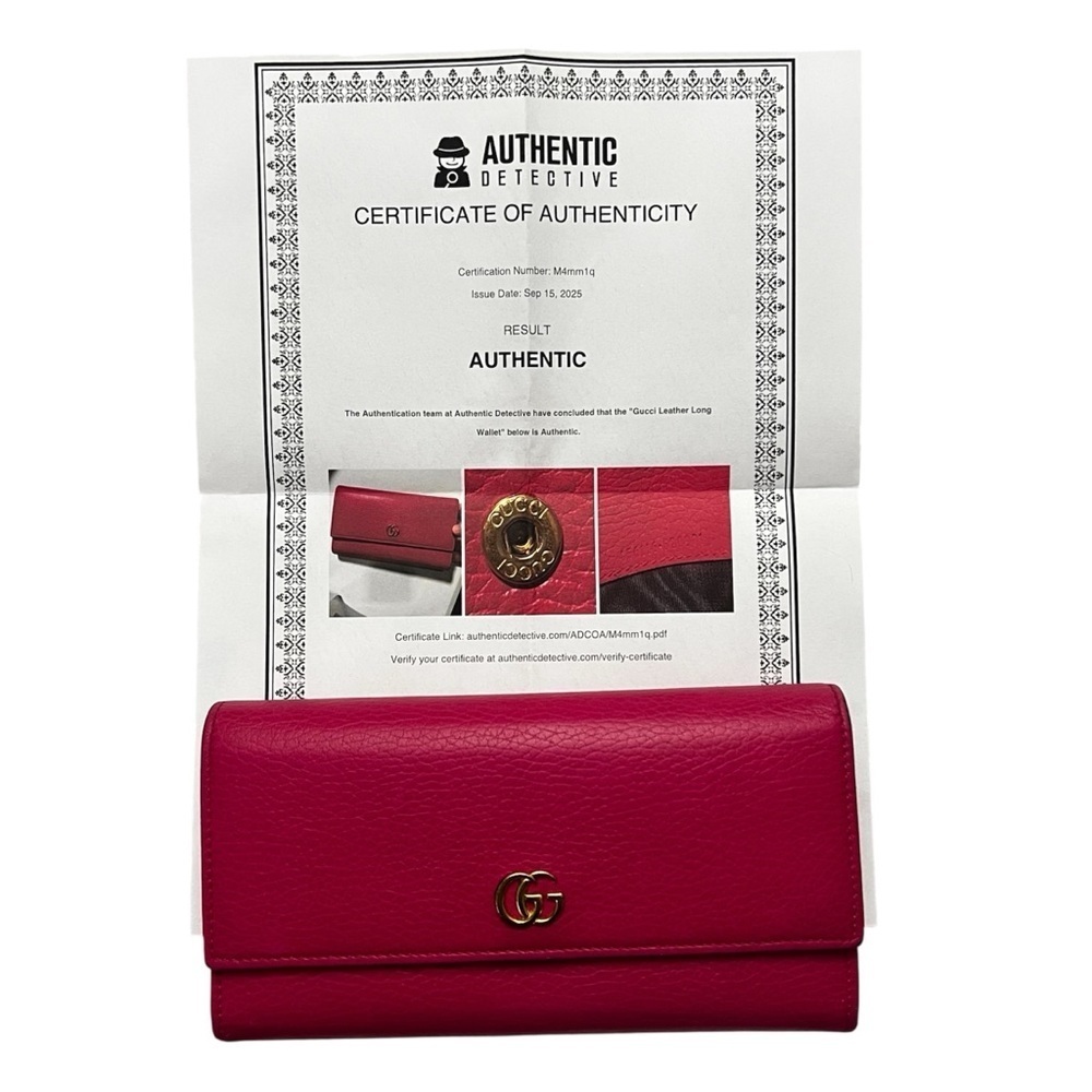 Gucci GG Marmont Calfskin Pebbled Leather Hot Pink Barbie Continental Wallet - Picture 13 of 15